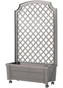 Spalier KHW, grau, B:79cm H:134cm T:35cm, Kunststoff, Rankhilfen, Spalier, Pflanzkasten auf Rollen mit Bew&auml;sserungssystem, BxTxH: 79x35x134 cm