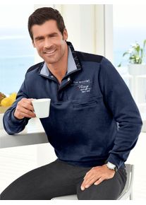 Poloshirt Marco Donati "Langarm-Shirt", Herren, Gr. 56/58, blau (jeansblau), 100% Baumwolle, unifarben, ohne Ausschnitt, Shirts Poloshirt
