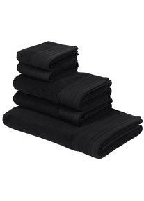 Handtuch Set BRUNO BANANI "Robby, Premium Handt&uuml;cher, 500 gr/m&sup2;, 100% Baumwolle", schwarz, 5 Stk., Frottier, Frottier, Obermaterial: 100% Baumwolle, Handtuch-Sets, Handtuch Set, Duscht&uuml;cher, Handt&uuml;cher, G&auml;stet&uuml;cher, Set, 5-tlg, 5 Jahre Garantie