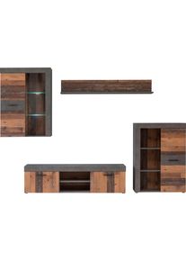 Wohnwand FORTE, grau (dunkelgrau, vintage), B:288,6cm, Kastenm&ouml;bel-Sets, Wohnwand