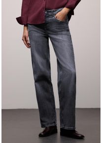 Weite Jeans Street One "Style Wideleg", Damen, Gr. 33, L&auml;nge 30, steel grau washed, Denim/Jeans, Obermaterial: 82% Baumwolle, 15% Polyester, 3% Elasthan, unifarben, loose fit lang, Jeans Weite Jeans, mit Glitzer-Details