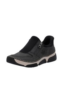 Slip-On Sneaker Rieker "Ready2GO", Damen, Gr. 42, grau (anthrazit, schwarz), Lederimitat, Textil, Schuhe Slip-On Sneaker, Halbschuh, Freizeitsneaker mit seitlichem Rei&szlig;verschluss