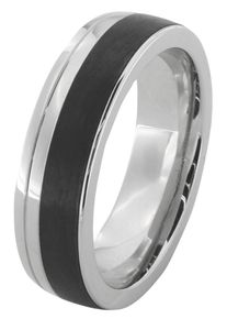 Trauring DOOSTI "Schmuck Geschenk Edelstahl Trauring Ehering Partnerring LIEBE" Gr. 66, schwarz (edelstahlfarben, schwarz), Fingerringe, Damen, 66, ohne Zirkonia, Carbon Edelstahl, 6,5mm, Carbon, Edelstahl, Trauring, Made in Germany, wahlweise mit oder ohne Zirkonia