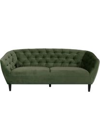 3-Sitzer ACTONA GROUP "Ria Couch, Sofa", gr&uuml;n (waldgr&uuml;n), B:191cm H:39,4cm T:84cm, Sofas, 3-Sitzer, Samtstoff, Massivholz-Beine, Taschenfederkern, Tufting, mit Armlehnen
