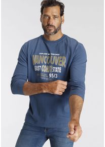 MAN'S WORLD Langarmshirt MAN'S WORLD, Herren, Gr. 3XL (64/66), blau, Jersey, Obermaterial: 100% Baumwolle, bedruckt, normal, Rundhals, Shirts Langarmshirt, Langarm, bedruckt, Rundhalsausschnitt, aus Baumwolle