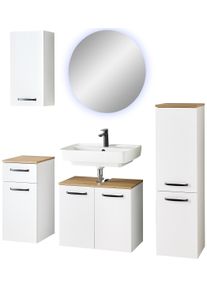 Badm&ouml;bel-Set SAPHIR "Quickset 500, Waschbeckenunterschrank mit Spiegel", wei&szlig; (wei&szlig; matt), B:126,6cm H:200cm T:32,2cm, Holzwerkstoff, Kastenm&ouml;bel-Sets, Badm&ouml;bel-Set, Badezimmer-Set mit Unterschrank, Midischrank und H&auml;ngeschrank