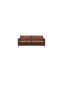 2-Sitzer FLEXLUX "Fiore Designsofa, bequem und komfortabel durch hochwertigen Sitzaufbau", braun (old chestnut), B:164cm H:85cm T:92cm, 100% Echteder, Sofas, 2-Sitzer, breite Armlehnen, Kaltschaum, F&uuml;&szlig;e Alu+ Eiche