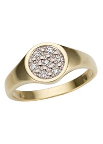 Goldring Firetti "Schmuck Geschenk Gold 333 stilvoll, rund, teilw. rhodiniert, massiv" Gr. 19, wei&szlig; (gelbgoldfarben, wei&szlig;goldfarben), Fingerringe, Damen, 19, 0,05 P2 = erkennbare Einschl&uuml;sse, Diamanten Gelbgold 333, 2mm, Diamanten, Gelbgold 333, Goldring, mit Brillanten