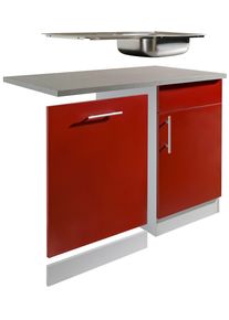 Wiho-K&uuml;chen Sp&uuml;lenschrank WIHO K&Uuml;CHEN "Kiel", grau (front: burgund, korpus: steel grau), B:110cm H:85cm T:60cm, Schr&auml;nke, Sp&uuml;lenschrank, 110 cm breit, inkl. T&uuml;r/Griff/Sockel f&uuml;r Geschirrsp&uuml;ler