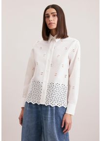 Hemdbluse Seidensticker "Schwarze Rose", Damen, Gr. XS (34), ecru, 75% Baumwolle, 25% Polyester, unifarben, regular fit, ohne Ausschnitt, Blusen Hemdbluse, 1/1 Kragen Stickerei