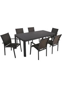 Garten-Essgruppe Garden Pleasure "AMIRA", grau (anthrazit, anthrazit, anthrazit), B:240cm H:89cm T:200cm, Aluminium, Kunststoff, Sitzm&ouml;bel-Sets, Garten-Essgruppe, mit ausziehbarem Tisch