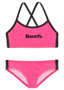 Bustier-Bikini Bench., Kinder, Gr. 134/140, N-Gr, pink (pink, schwarz), Polyamid, gestreift, Bikini-Sets Bustier-Bikini, mit gekreuzten Tr&auml;gern, Topseller