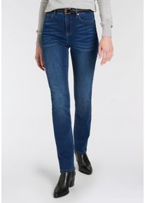 Gerade Jeans Arizona "Ultra-Stretch", Damen, Gr. 17, K + L Gr, blau (dunkelblau use), Denim/Jeans, Obermaterial: 74% Baumwolle, 24% Polyester, 2% Elasthan, unifarben, Basic, gerade lang, Jeans Gerade Jeans, Used-Look-Waschung
