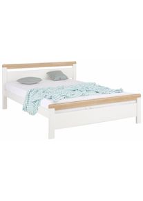 Massivholzbett OTTO HOME "CAPRE" im skandinavischem Landhausstil", wei&szlig; (wei&szlig;, eichefarben), B:169,5cm L:208cm, Betten, Massivholzbett, mit Rollrost, aus zertifiziertem Massivholz, Lamellenoptik