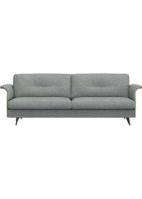 3-Sitzer FLEXLUX "Glow Designsofa, bequem und komfortabel durch hochwertigen Sitzaufbau", blau (sky blau), B:224cm H:81cm T:91cm, 62% Polyester/17%Baumwolle/14%Viscose/7%Leinen, Sofas, 3-Sitzer, Skandinavisches Design, hochwertige Verarbeitung, Armlehne walnuss