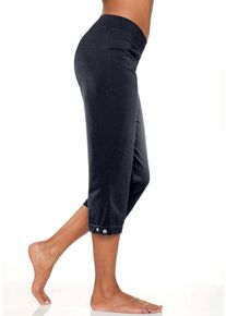 H.I.S. Caprihose H.I.S, Damen, Gr. 52/54, N-Gr, blau (marine), Single Jersey, Obermaterial: 94% Baumwolle, 6% Elasthan, unifarben, Basic, bequem 3/4-L&auml;nge, Hosen Caprihose, mit verstellbarem Saum, Loungewear, Topseller