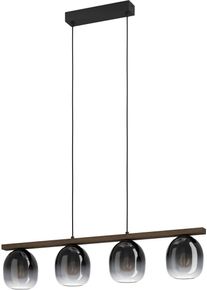 EGLO H&auml;ngeleuchte "FILAGO Pendellampe, Stahl, Holz und Glas, E27, IP20, Esszimmerlampe", braun (schwarz, braun), H: 110cm, 1 Stk., Leuchten, H&auml;ngeleuchte 4-flammig - f&uuml;r K&uuml;che, Esszimmer oder Wohnzimmer, H&auml;ngeleuchte
