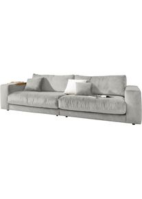 Big-Sofa 3C CANDY "Enisa II", silber, B:290cm H:86cm T:127cm, 100% Polyester, Sofas, Big-Sofa, incl. 1 Flatterkissen, Wahlweise mit Flecken-Schutz-Bezug Easy care