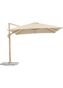 Ampelschirm Schneider Schirme "&raquo;Rhodos Twist Loft&laquo;", beige (natur), Obermaterial: 100% Polyester, Standschirme, Ampelschirm, 300x300 cm, flexibler Ampelschirm in moderner Leinenstruktur, Topseller