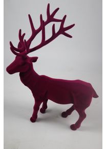 Weihnachtsfigur AM Design "Rentier stehend mit samtweichem Flock", rot (lila), B:20cm H:76cm T:60cm, Kunststoff, Dekofiguren, Weihnachtsfigur, aus Kunststoff, H&ouml;he 76 cm, in verschiedenen Farben