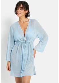 Tunika LSCN BY LASCANA, Damen, Gr. 32/34, silber (hellblau, silberfarben), Web, Obermaterial: 50% Polyester, 50% metallisierte Fasern, leicht gl&auml;nzend, leicht transparent, figurumspielend ca. Mitte Oberschenkel, tiefer V-Ausschnitt, gerader Abschluss, Tuniken Tunika