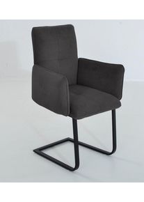 K+w Komfort & Wohnen Freischwinger K+W KOMFORT & WOHNEN "6502", braun (dunkelbraun, schwarz), B:61cm H:90cm T:62cm, St&uuml;hle, Freischwinger, Freischwinger mit Armlehnen, Flachstahlkufe in schwarz
