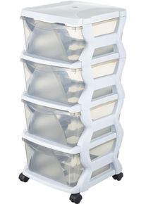 Rollwagen BISCHOF BAMA "Insieme", wei&szlig; (transparent, wei&szlig;), B:40cm H:80cm T:36cm, Polypropylen, Rollwagen, Rollwagen, mit 4 Aufbewahrungsboxen