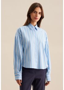 Hemdbluse Seidensticker "Schwarze Rose", Damen, Gr. S (36), blau (hellblau), 100% Baumwolle, gestreift, oversize, ohne Ausschnitt, Blusen Hemdbluse, 1/1 Kragen Streifen