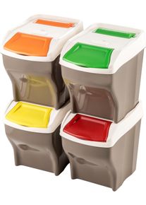 M&uuml;lltrennsystem BISCHOF BAMA "Abfallsammler-Set POKER 4 PLUS", grau (taupe), B:30cm H:37,5cm T:40cm, Polypropylen, M&uuml;lleimer, M&uuml;lltrennsystem, Made in Europe
