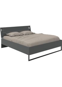 Futonbett wimex "Tilburg in verschiedenen Breiten erh&auml;ltlich, inkl. LED Beleuchtung", schwarz (grafit, absetzung schwarz, grafit, absetzung schwarz, grafit, absetzung schwarz), B:188cm H:93cm L:210cm, Betten, Futonbett, Bett mit Metallkufe