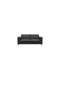 2-Sitzer FLEXLUX "Fiore Designsofa, bequem und komfortabel durch hochwertigen Sitzaufbau", schwarz (deep schwarz), B:164cm H:85cm T:92cm, 100% Echteder, Sofas, 2-Sitzer, breite Armlehnen, Kaltschaum, F&uuml;&szlig;e Alu+ Eiche