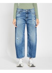 5-Pocket-Jeans Gang "94IDA", Damen, Gr. 33, N-Gr, blau (worn blau dusk), Denim/Jeans, Obermaterial: 90% Baumwolle, 6% Polyester, 4% Elasthan, Destroyed-Effekte, Ballonform kn&ouml;chelfrei, Jeans 5-Pocket-Jeans, cropped