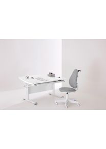 Schreibtischstuhl Paidi "JOOKI S aus pflegeleichtem Mikrofaser, ergonomisch mitwachsend", wei&szlig; (steingrau, wei&szlig;, wei&szlig;, steingrau), B:44cm H:100cm T:52cm, St&uuml;hle, Schreibtischstuhl, h&ouml;henverstellbarer Kinderstuhl, 360 Drehstuhl, 80 Kg Tragkraft