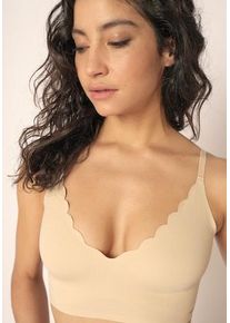 Bustier Skiny "Micro Essentials", Damen, Gr. 42, N-Gr, beige, Obermaterial: 72% Polyamid, 28% Elasthan, unifarben, Basic, k&ouml;rpernah, BHs Bustier, herausnehmbare Pads, nahtlos, V-Ausschnitt, ohne B&uuml;gel