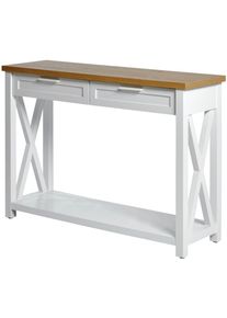 Konsolentisch Jahnke "Chalet", braun (montana eiche, wei&szlig;, wei&szlig;, montana eiche), B:110cm H:77,2cm T:34cm, Tische, Konsolentisch, Konsolentisch mit 2 Schubladen und Ablage, Landhausstil, X-Design