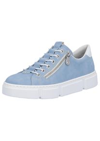 Slip-On Sneaker Rieker, Damen, Gr. 37, blau (hellblau), Lederimitat, Schuhe Slip-On Sneaker, mit Rei&szlig;verschluss au&szlig;en, Freizeitschuh, Halbschuh, Schlupfschuh, Topseller