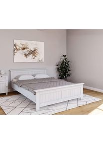 Massivholzbett OTTO HOME "Juventus, Bett, Massivholzbett, Holzbett, Bettrahmen", wei&szlig;, B:152cm H:77cm L:208cm, Betten, Massivholzbett, Breite 90 cm, aus massiver Kiefer, FSC-zertifiziert