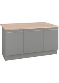 K&uuml;cheninsel Optifit "Bern", grau (k&uuml;che: grau, korpus: basaltgrau, arbeitsplatte: akaziefarben), B:160cm, Komplettk&uuml;chen-Sets, K&uuml;cheninsel, mit durchgehender Arbeitsplatte als Theke, Breite 160 cm