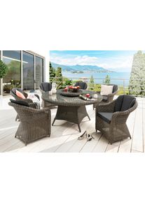 Garten-Essgruppe Destiny "MALAGA LUNA", grau (vintagegrau, grau, anthrazit), Obermaterial: 100% Polyester. F&uuml;llung: 100% Polyurethan, Sitzm&ouml;bel-Sets, Garten-Essgruppe, Aluminium, Polyrattan