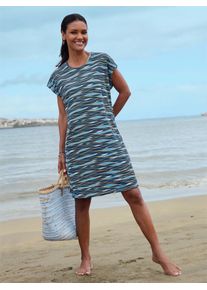 Sommerkleid feel good "Sommerkleid", Damen, Gr. 36/38, Normalgr&ouml;&szlig;en, bunt (dunkelblau, bedruckt, aqua, bedruckt), 100% Baumwolle, gemustert, mehrfarbig, kurz, Rundhals, Kleider Sommerkleid