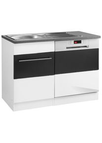 Sp&uuml;lenschrank KOCHSTATION "KS-Trient", grau (wei&szlig;, anthrazit hochglanz), B:110cm H:85cm T:60cm, Schr&auml;nke, Sp&uuml;lenschrank, 110 cm breit, inkl. T&uuml;r/Socke f&uuml;r Einbaugeschirrsp&uuml;ler