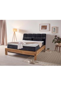 Boxspringbett Home Affaire "VILLADS inkl. Taschenfederkernmatratze H2-H4 und Topper", schwarz (carbone), B:179cm L:231cm, Komplettbetten, Boxspringbett, Inside-Boxspring, recycelte Bezugsstoffe, Liegefl&auml;che 160 cm x 200 cm