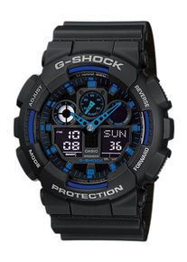 Chronograph Casio G-SHOCK, schwarz (schwarz, dunkelblau), Armbanduhren, Damen, Chronograph, Quarzuhr,Armbanduhr,Herrenuhr,digital, bis 20 bar wasserd.Resinarmband