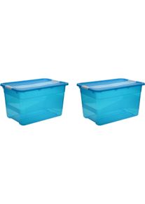 Organizer keeeper "cornelia", blau, B:39,5cm H:34cm T:59,5cm, Kunststoff, Aufbewahrungsboxen, Organizer, Aufbewahrungsbox, 52 L, mit Deckel und Schiebeverschluss, Kunststoff