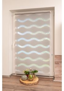 Doppelrollo K-home "Welle" Gr. 8, grau, B:110cm H:150cm, Polyester, Rollos, Doppelrollo, im Festma&szlig;
