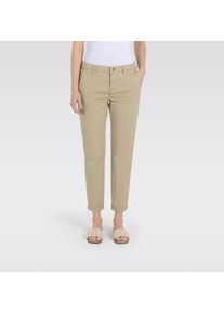 Chinohose MAC "CHINO turn up", Damen, Gr. 46, N-Gr, beige (golden terra ppt), Web, Obermaterial: 97% Baumwolle, 3% Elasthan, unifarben, slim fit kn&ouml;chelfrei, Hosen Chinohose, mit dezentem Glanz, elegant und sportiv zugleich
