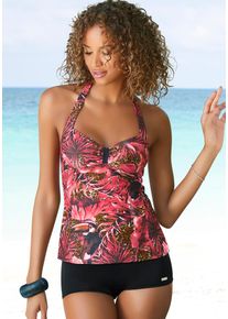 Tankini Lascana, Damen, Gr. 42, Cup C, pink (pink, bedruckt), Polyamid, bedruckt, Bikini-Sets Tankini, mit Hotpants