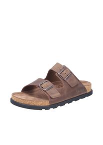 Pantolette Rieker, Herren, Gr. 44, braun (taupe), Nubukleder, unifarben, Schuhe Pantolette, Sommerschuh, Strandschuh, Hausschuh mit bequemem Fu&szlig;bett