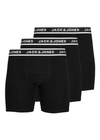 Jack & Jones PlusSize Boxershorts "JACSOLID BOXER BRIEFS 3 PACK PLS NOOS", Herren, Gr. XXL, 3 Stk., schwarz (schwarz pack:schwarz, schwarz), Jersey, Obermaterial: 95% Baumwolle, 5% Elasthan, JACK & JONES PLUSSIZE, unifarben mit Farbeinsatz, Unterhosen Boxershorts
