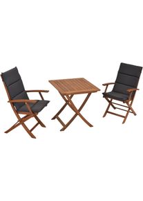 Balkonset Merxx "Comodoro", braun, B:64,5cm H:100cm T:56cm, FSC-zertifiziertes Massivholz, Sitzm&ouml;bel-Sets, Balkonset, 2 Klappsessel und Klapptisch